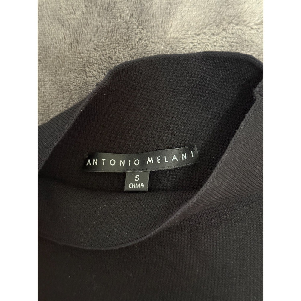 Antonio Melani Women's Small Black Mock Neck Sweater Cropped Career Minimalist - Picture 2 of 11